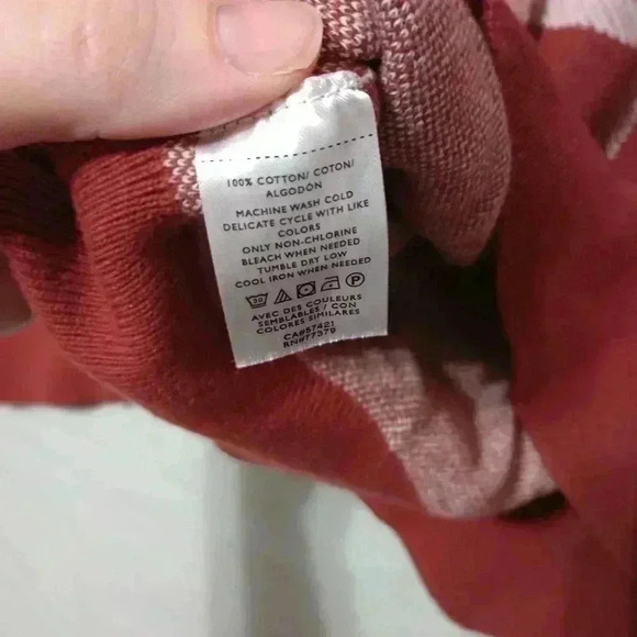 Ann Taylor Factory Pullover Sweater Sz Maroon Striped Cotton Blend Long Sleeve - Picture 4 of 6